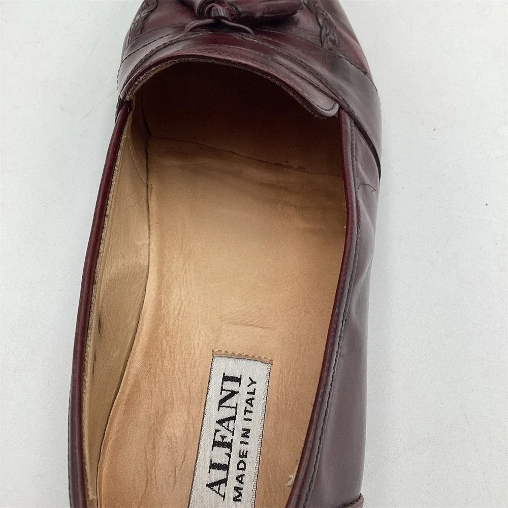 Alfani Tassel Loafers Mens US 11 M Burgundy Red Slip On Dress‎ Shoes